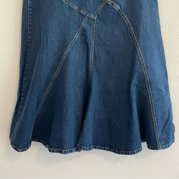 Vintage Denim Patchwork Long A-Line Midi Skirt - Picture 6 of 11